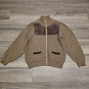 Vtg Brenire Sweater Full-Zip Hunting Sweater, Crafted in Scotland from 100% Wool